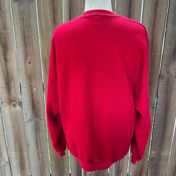Vintage 90s JERZEES Made in the USA Blank SWEATSHIRT Red 50/50 xl - Picture 5 of 7